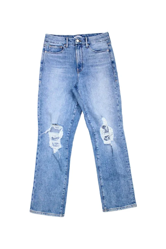 Good American - Straight Distressed Jeans Traditional Women's Wool