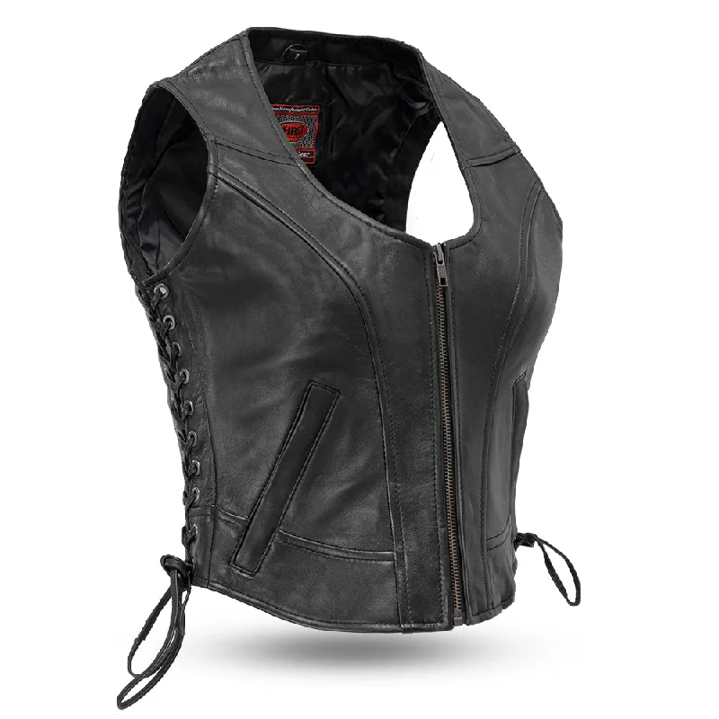 Raven Women's Motorcycle Leather Vest Bold Women's Animal Print
