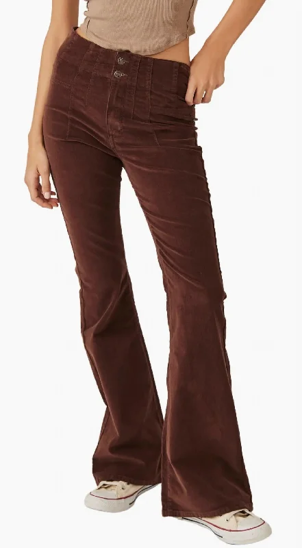 Jayde Cord Flare Jeans In French Roast Stylish Women's Neon