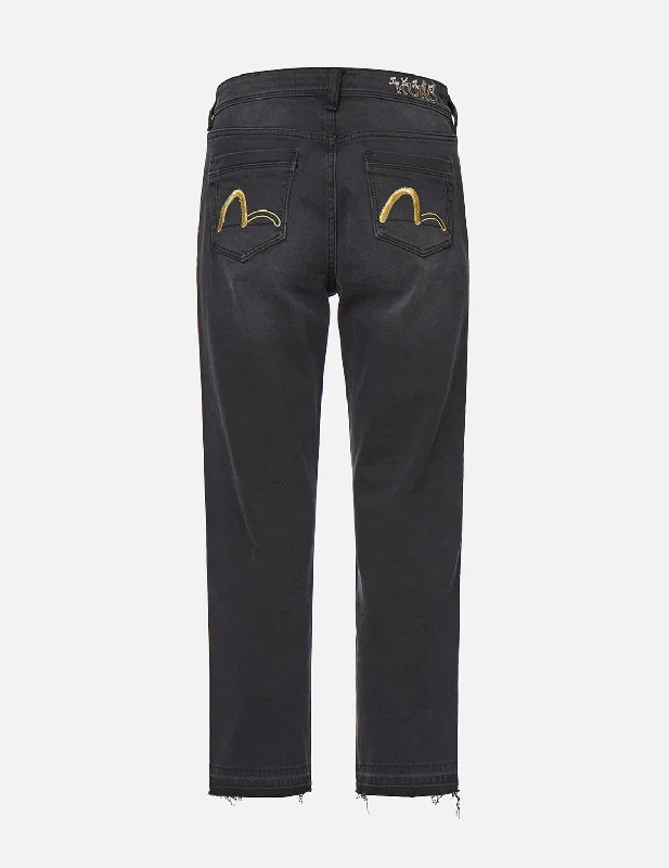 Metal Ring Straight Fit Jeans Sophisticated Women's Tailored