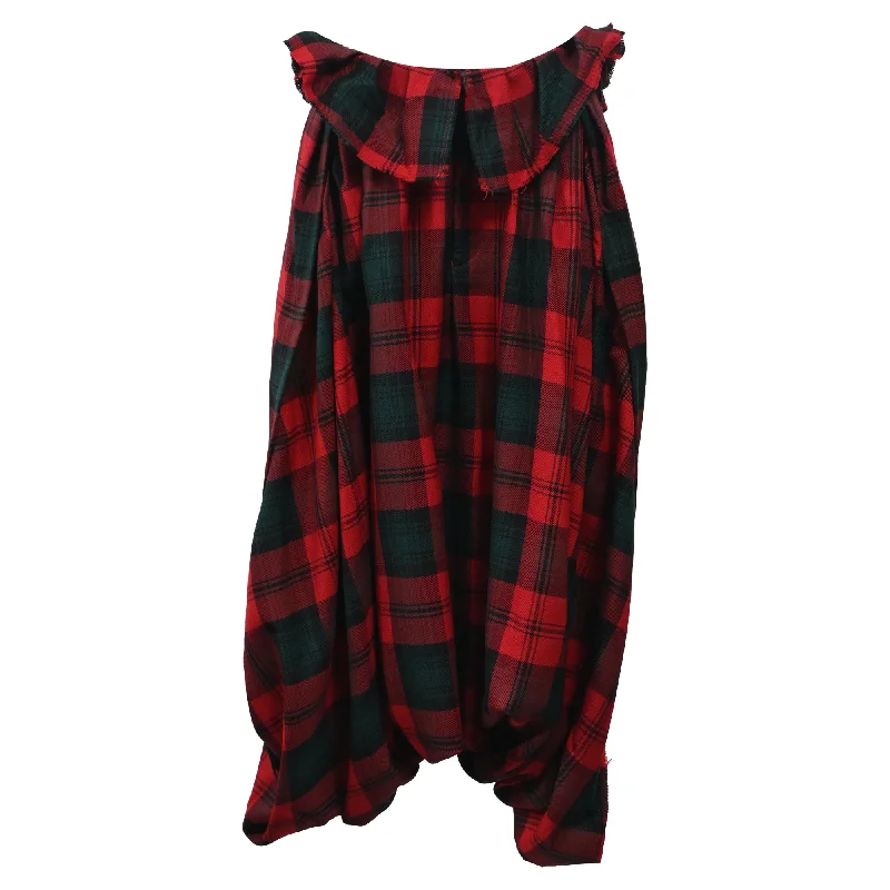 Comme des Garçons Tartan Pants in Red Cotton Stylish Women's Neon