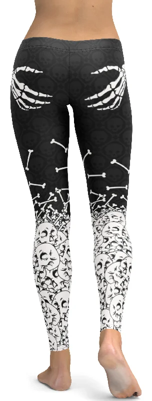 Halloween Hand Print Leggings Bohemian Women's Free