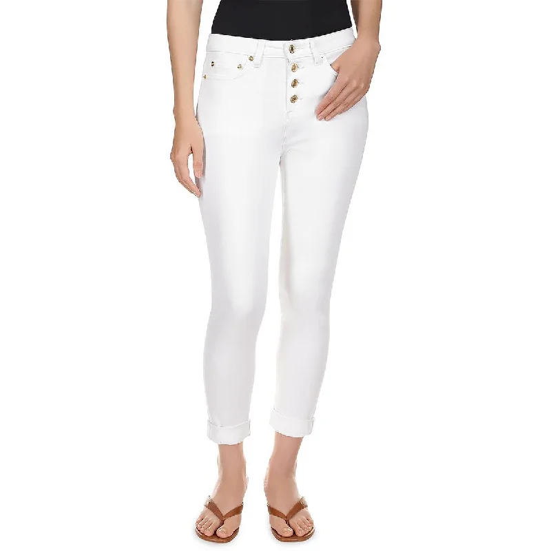 Plus Womens Skinny Rolled Hem Cropped Jeans Trendy Women's 