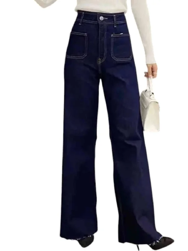 Front Pocket Jeans In Blue Geometric
