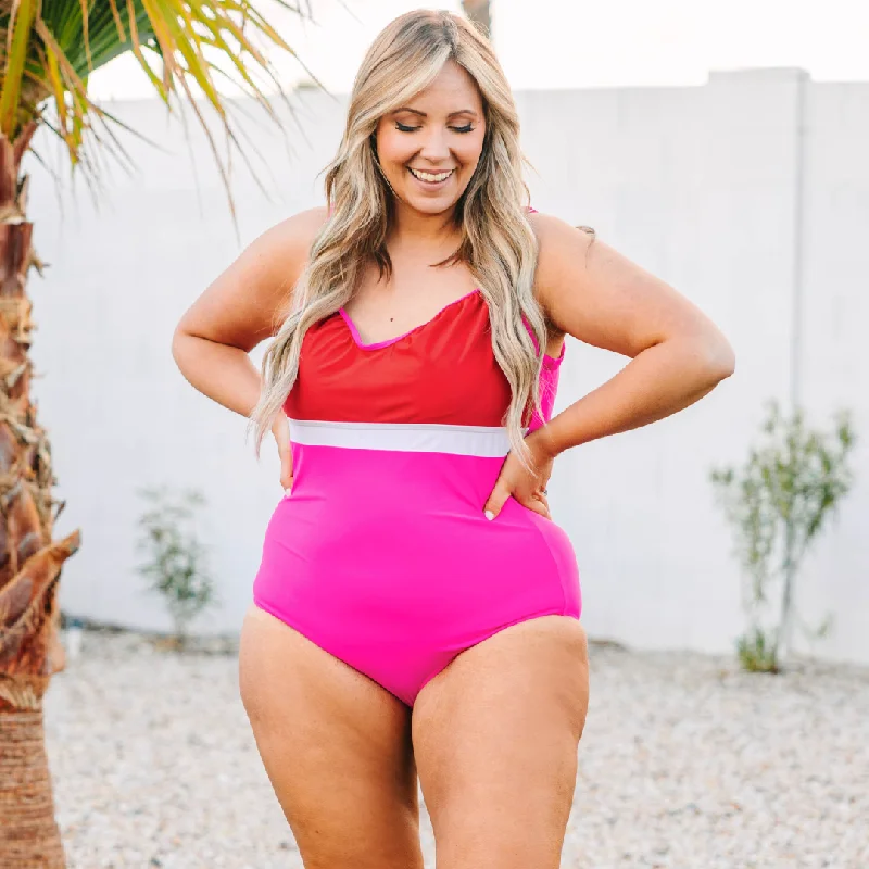 Caribbean Crush Swimsuit, Pink Classic Women's Tweed