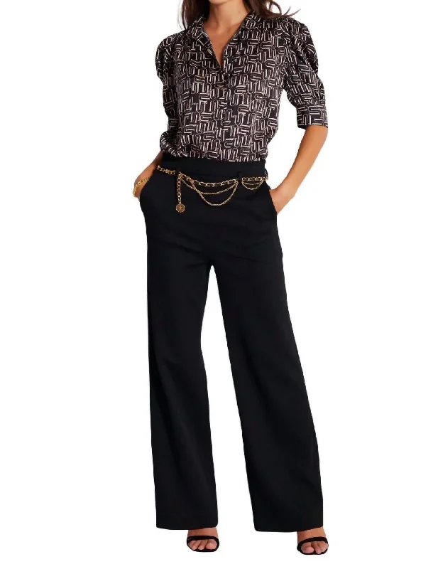 Lara Wide Leg Trouser In Black Refined Women's 