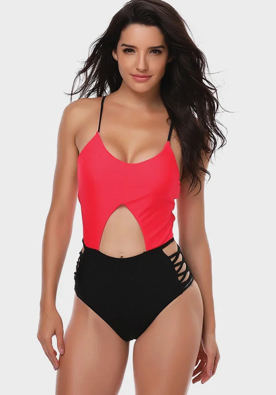 Orian Patchwork One Piece Monochromatic All - in - one