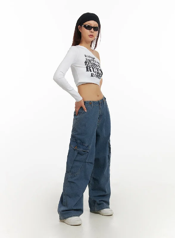 Cargo Buttoned Jeans IY410 Geometric