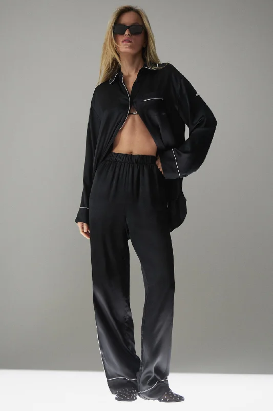 Courchevel Silk Pant - Black/Ivory garde