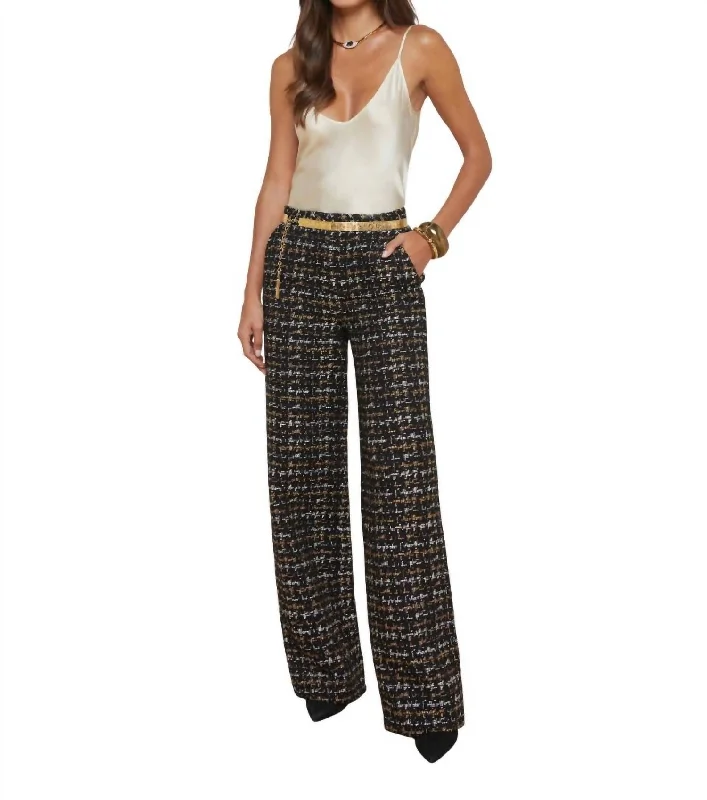 Livvy Straight Leg Trouser In Black/tan Tweed Modern Women's 