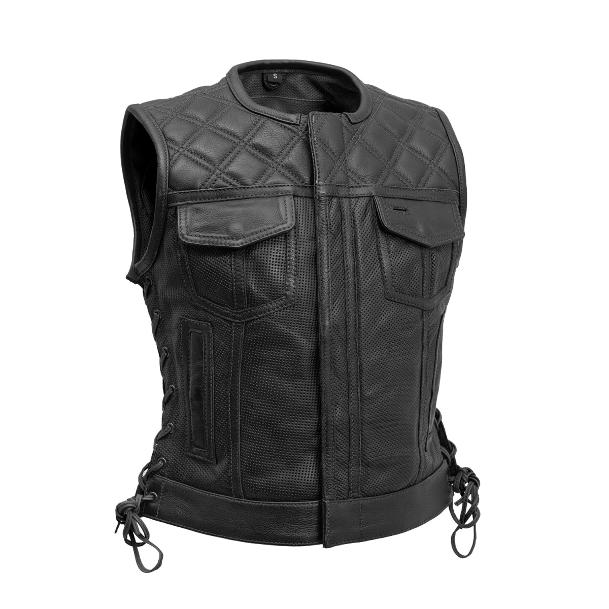 Bonnie Perforated Women's Motorcycle Leather Vest Relaxed Women's 