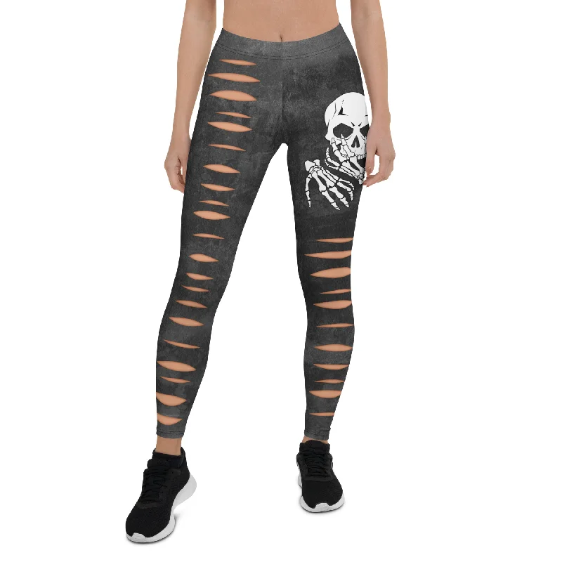 Skeleton 3D Cut Out Effect Leggings Trendy Women's Oversized