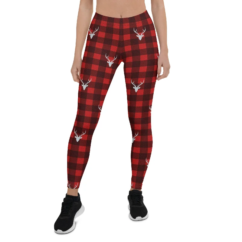 Buffalo Reindeer Print Leggings Rugged Women's Outdoor 