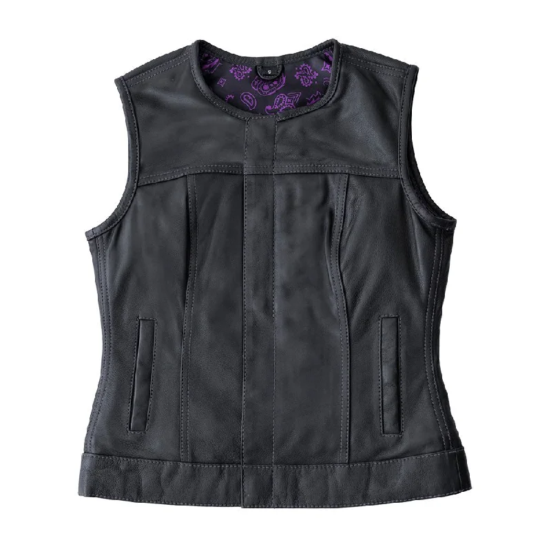 Royal Women's Club Style Motorcycle Leather Vest - Limited Edition Artistic Women's Hand - painted Royal Women's Club Style Motorcycle Leather Vest - Limited Edition Artistic Women's Hand - painted