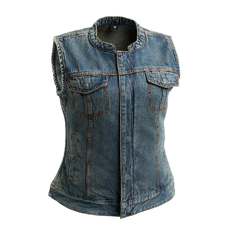 Lexy Women's Motorcycle Denim Vest Sleek Women's 