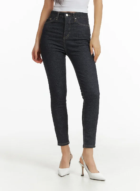 High Waist Solid Skinny Jeans CJ425 performance