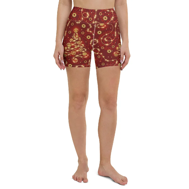 Steampunk Christmas Yoga Shorts Traditional Women's 