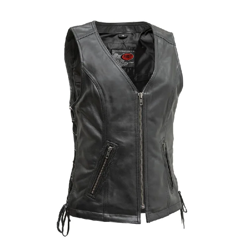 Cindy Women's Leather Motorcycle Vest Modern Women's 
