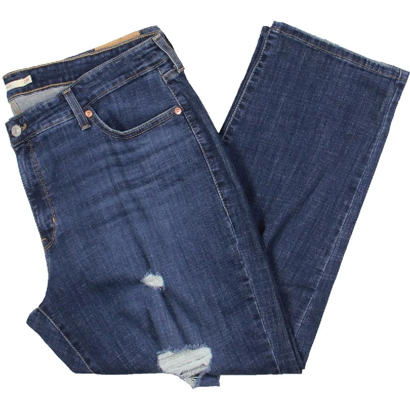 Plus Womens Mid Rise Tapered Leg Boyfriend Jeans Country