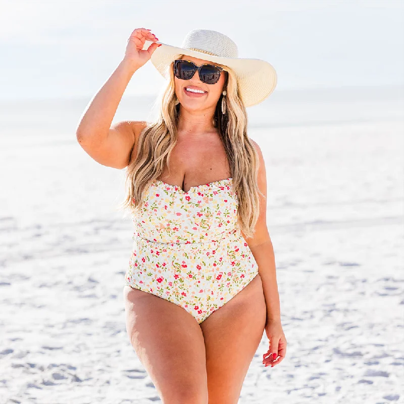 She's Sweet Swimsuit, Ivory Floral Country
