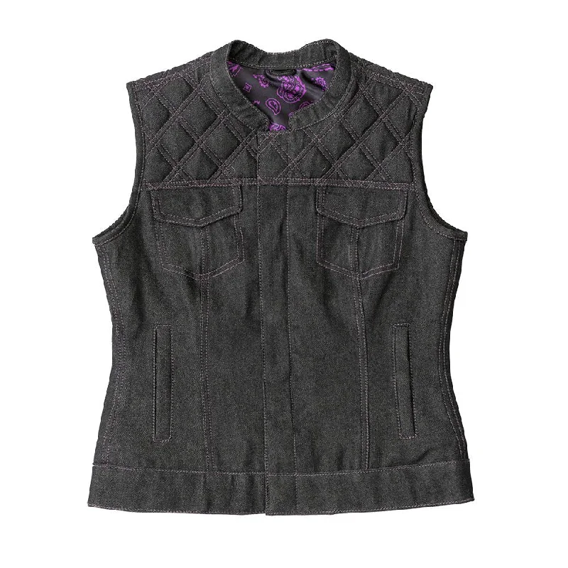 Eclipse Women's Club Style Denim Vest - Limited Edition Cozy Women's Winter