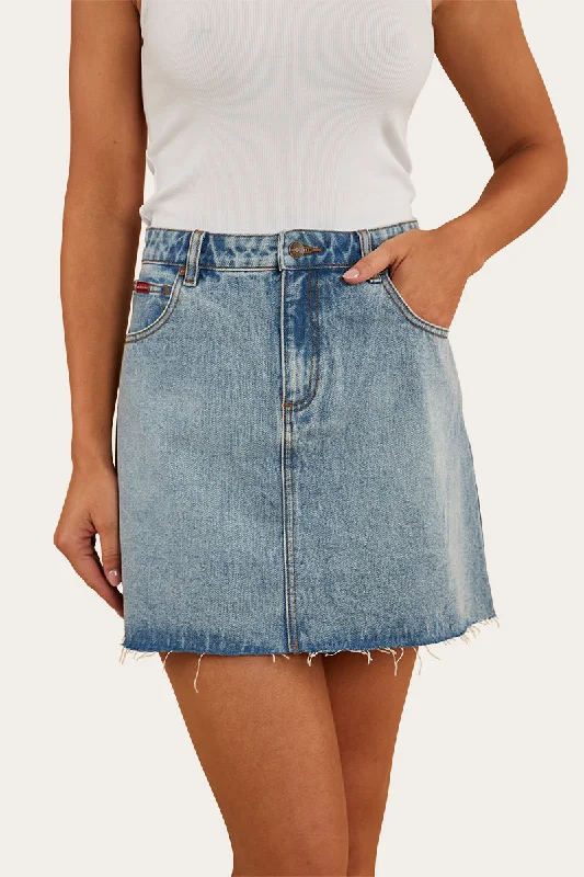 Venice Womens Denim Skirt - Light Wash Blue Youthful Women's Pop