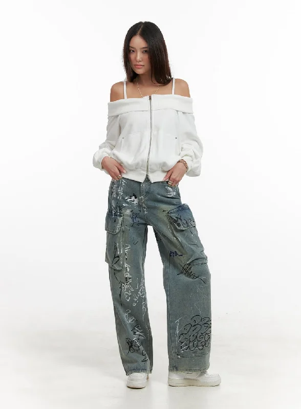 Cargo Painted Jeans CA430 Disco