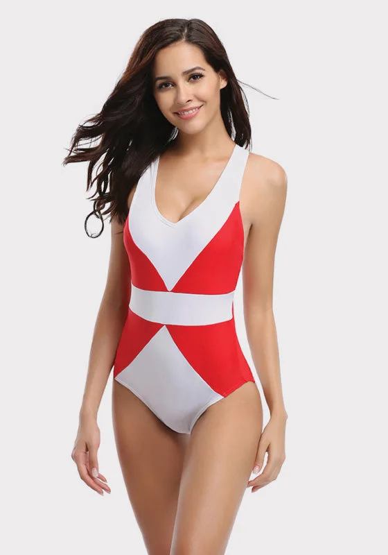 Melvi Patchwork Backless One Piece Artistic Women's Hand - painted