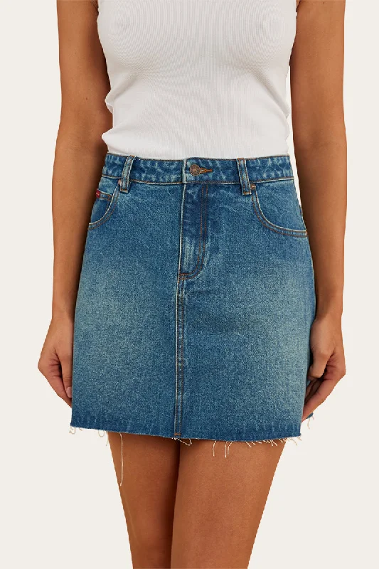 Venice Womens Denim Skirt - Mid Wash Blue Classic Women's Tweed