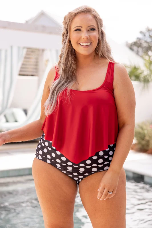 Beach Sweetheart Swim Top, Red Compression
