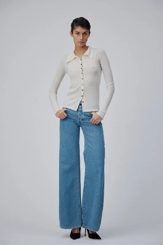 BLUE  VINTAGE HIGH-WAISTED FLARED JEANS Casual Women's Loose - fitting