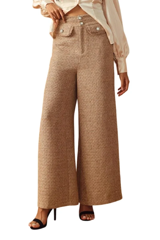 A Tweed Pant In Taupe British Gentlewoman Style