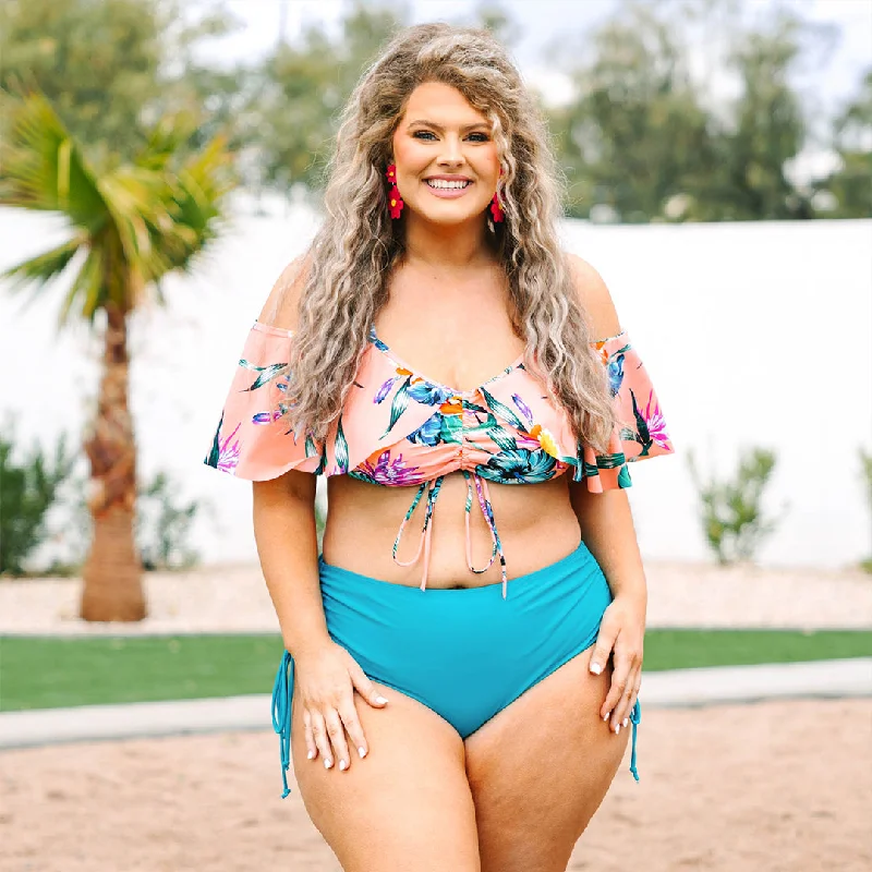 Let's Find Paradise Swim Top, Teal Confident Women's Power