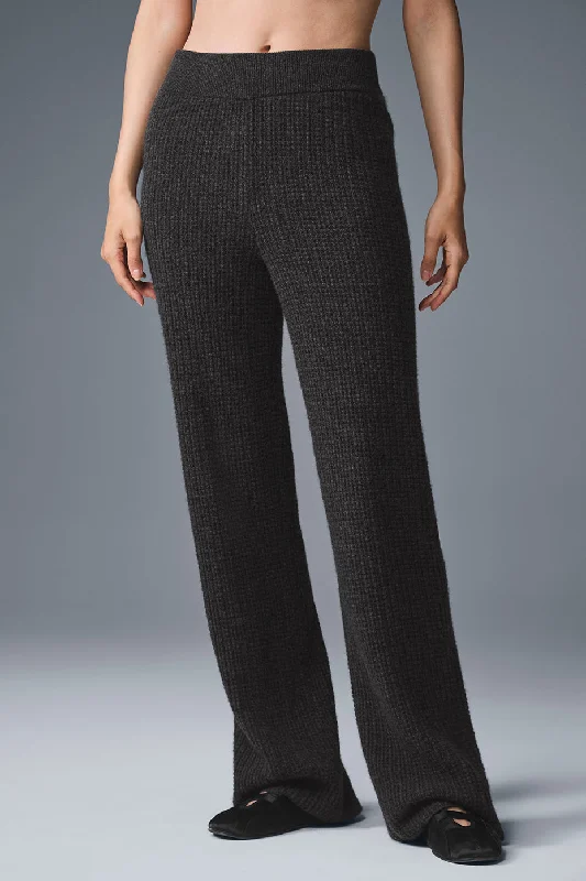 Cashmere High-Waist Plush Waffle Pant - Dark Heather Grey Vacation