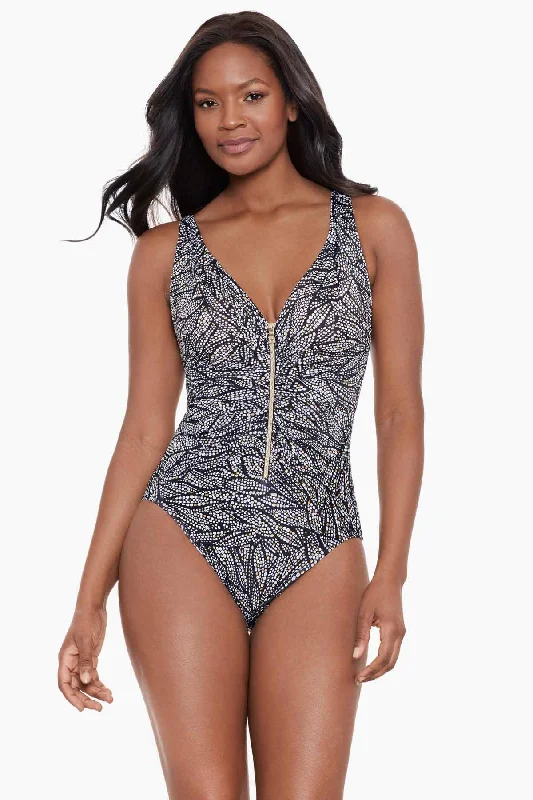 Shore Leave Zipt One Piece Swimsuit Confident Women's High - fashion