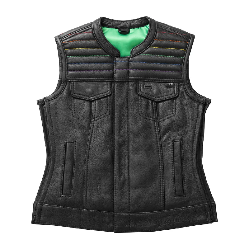 Garland Women's Club Style Motorcycle Leather Vest - Limited Edition Cashmere