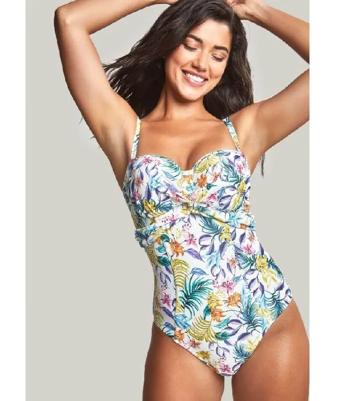 Panache Swimwear Botanical Padded Bandeau One Piece Swimsuit - Floral Sleek Women's Metallic
