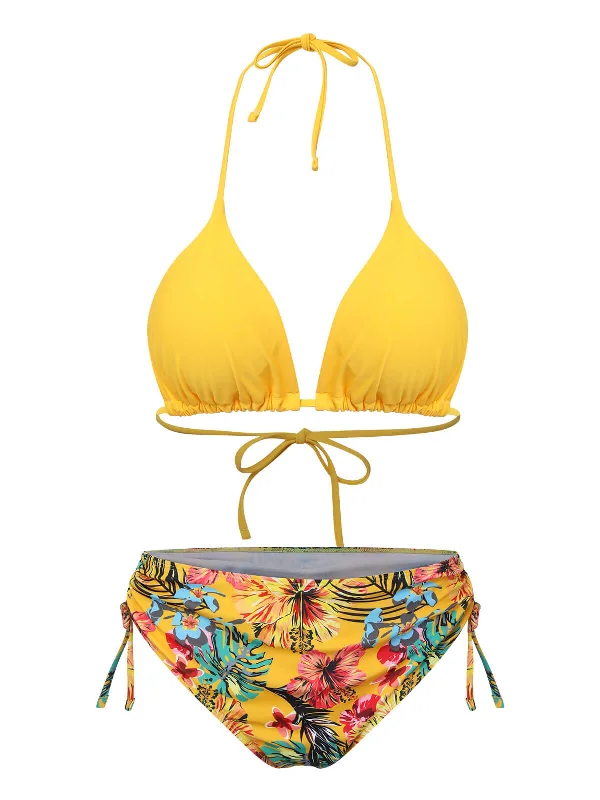 1960s Tropical Halter Bikini Set & Cover-Up Bold Women's Statement