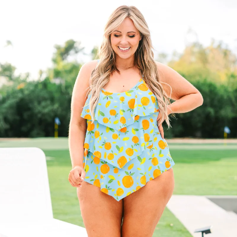 Summertime's Calling Swimsuit, Orange Citrus Sporty Women's Tennis