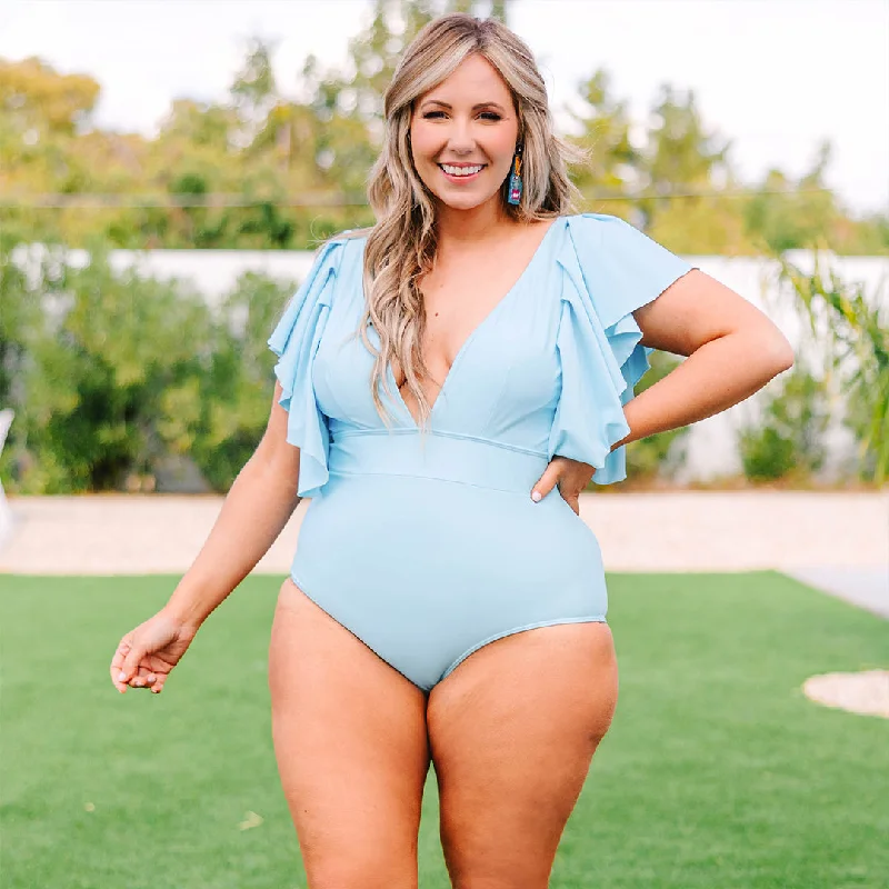 My Heart Is In Hawaii Swimsuit, Cornflower Blue Modern Women's 