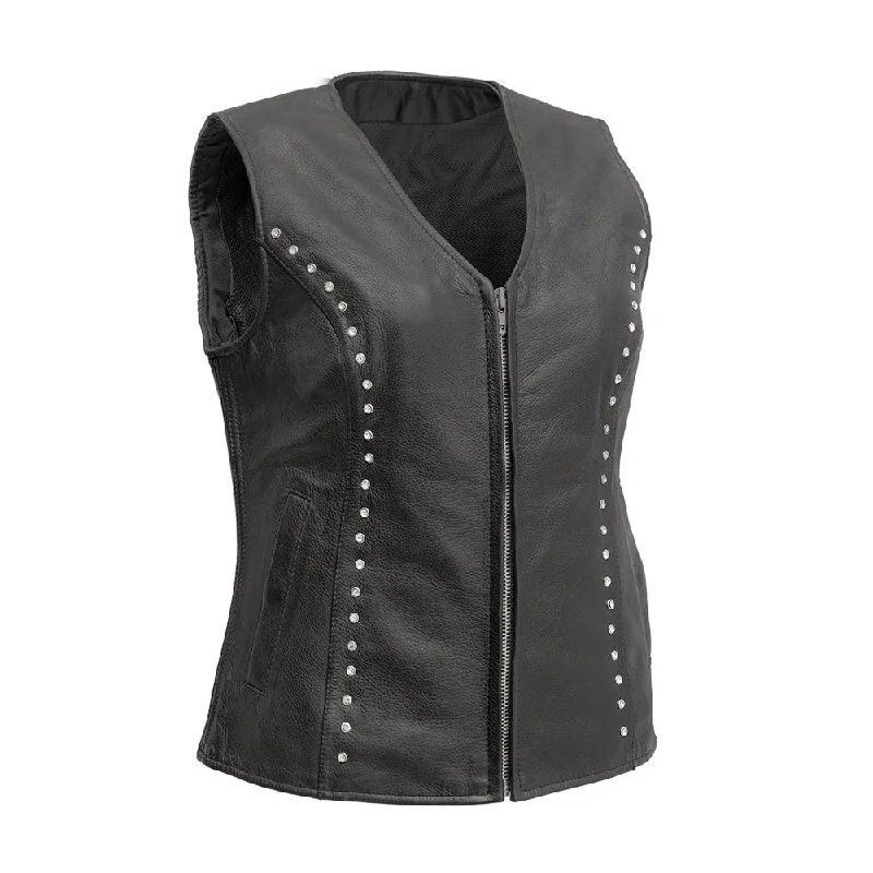 Diana - Women's Motorcycle Leather Vest Sustainable Organic