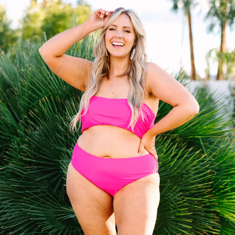 Beach Boo Swim Top, Pink Unique Women's Upcycled