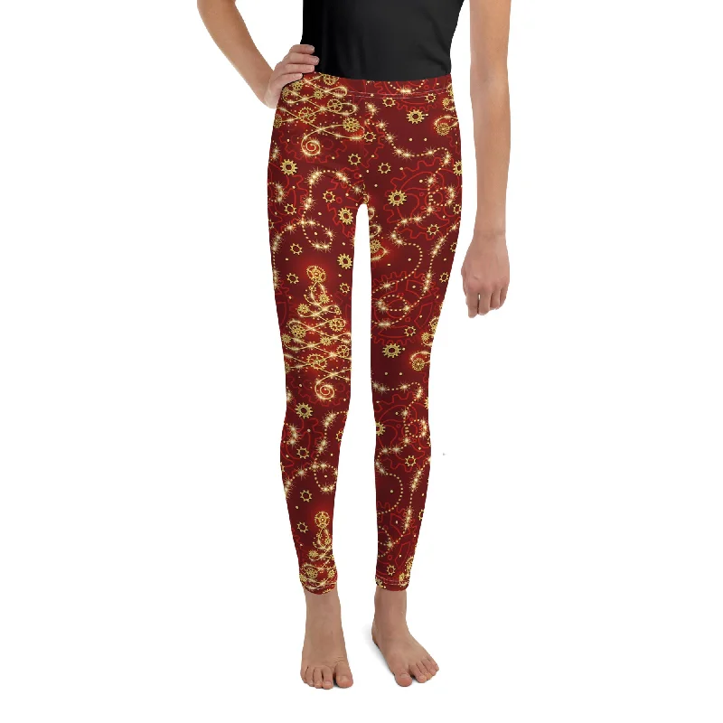 Steampunk Christmas Youth Leggings French