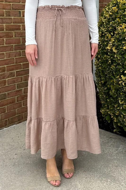 Faye Maxi Skirt in Taupe Earthy Women's Hemp - based