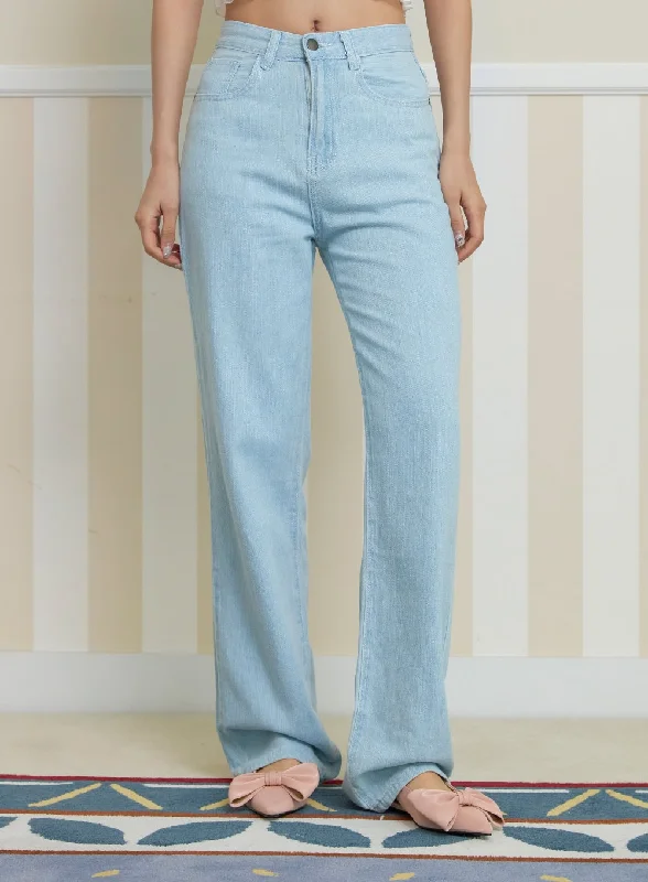 Solid Straight Jeans OY427 Stylish Women's Neon