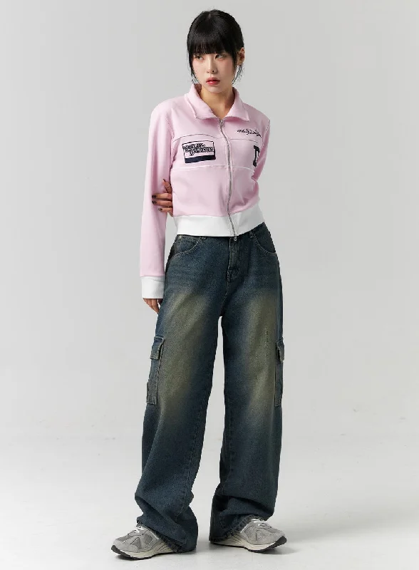 Vintage Wash Cargo Jeans CS314 Bold Women's Animal Print