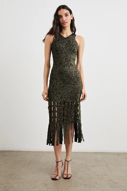 KAIA DRESS - GOLD LUREX Vintage Women's 1970S 