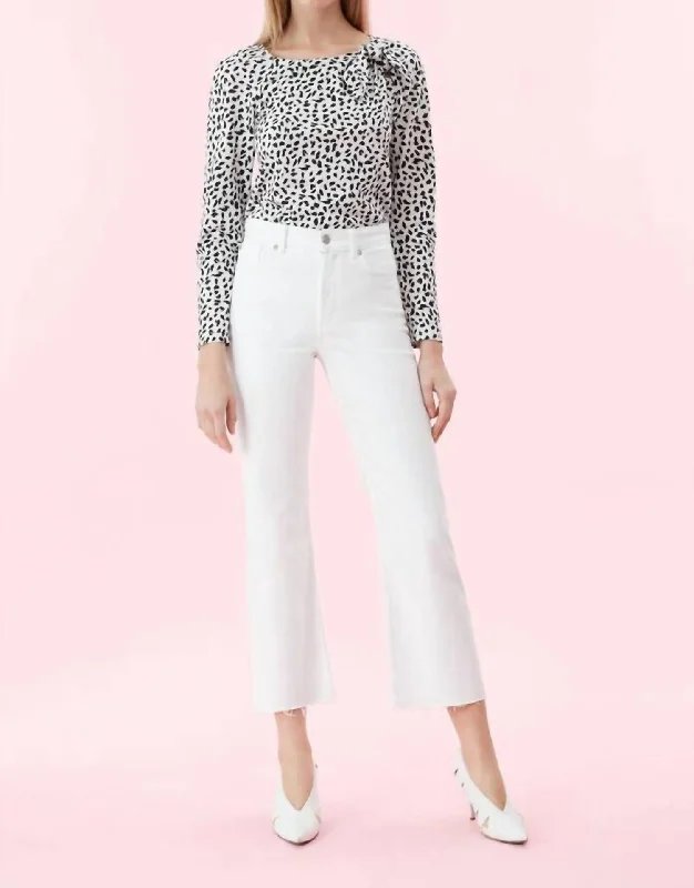 Ines Kick Boot High Rise Crop Jeans In White Tough Women's Military - inspired