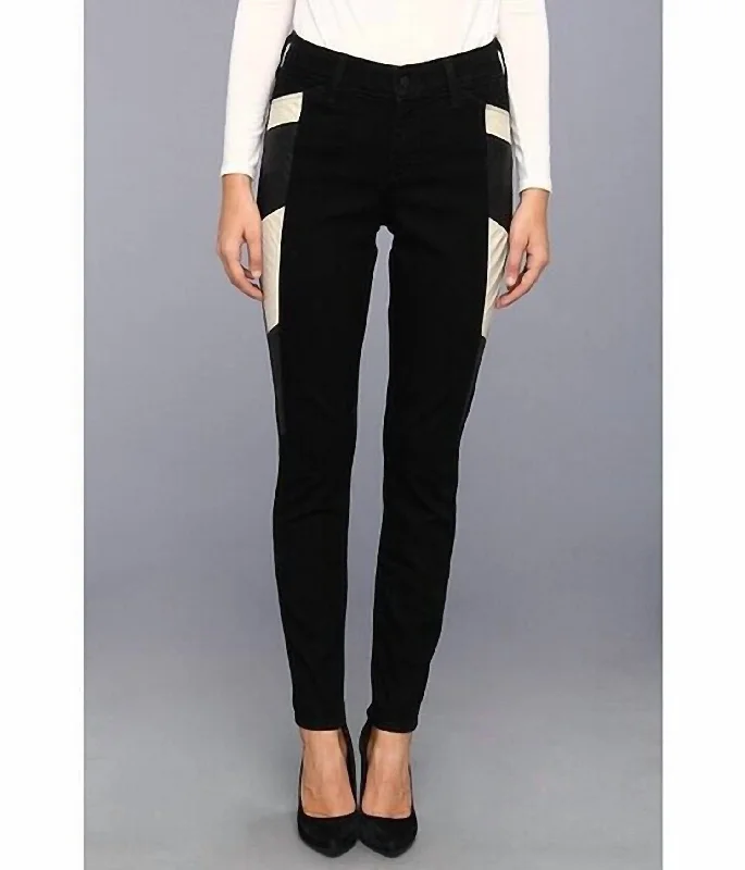 Original Slimming Fit Racer Panels Skinny Jeans In Black Modern Women's 