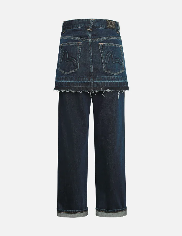 Deconstructed Seagull Embossed Fashion Fit Skirt-Jeans Casual Women's Japanese 